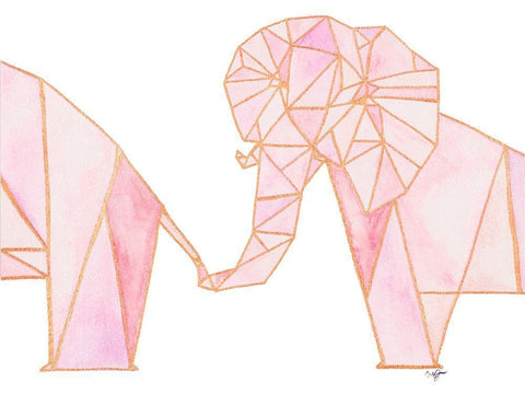 Follow The Elephant White Modern Wood Framed Art Print with Double Matting by James, Nola