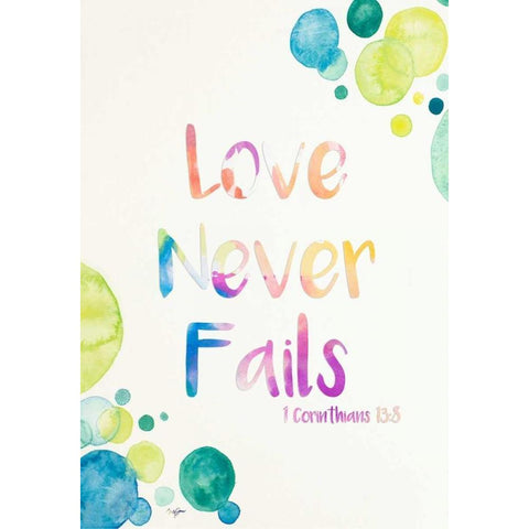 Love Never Fails Black Modern Wood Framed Art Print with Double Matting by James, Nola