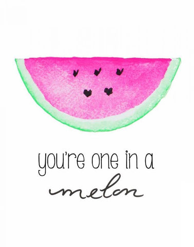 Youre One in a Melon Black Ornate Wood Framed Art Print with Double Matting by Papa, Kat