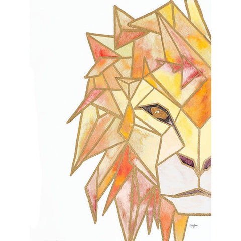 Retro Lion White Modern Wood Framed Art Print by James, Nola