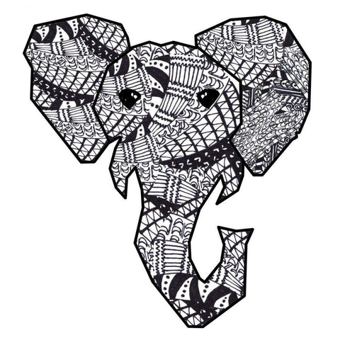 Retro Elephant Gold Ornate Wood Framed Art Print with Double Matting by James, Nola