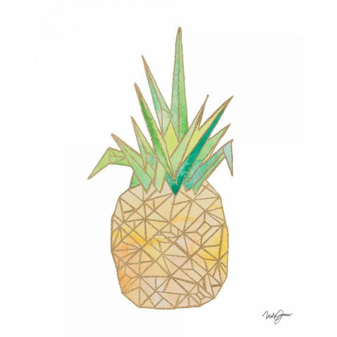 Origami Pineapple Black Modern Wood Framed Art Print by James, Nola