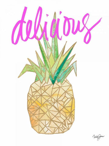 Delicious Pineapple White Modern Wood Framed Art Print with Double Matting by James, Nola