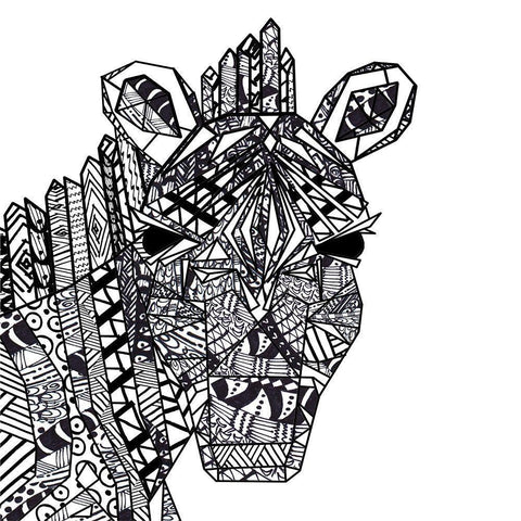 Coloring Book Zebra Black Ornate Wood Framed Art Print with Double Matting by James, Nola