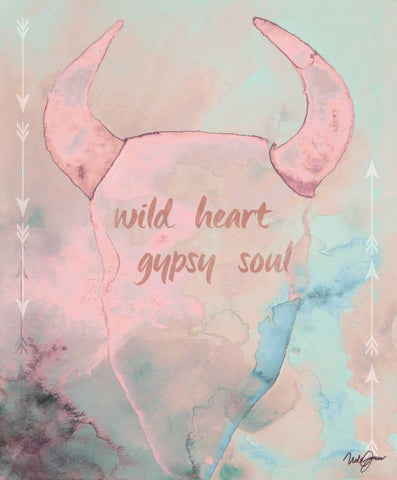 Wild Heart Gypsy Soul White Modern Wood Framed Art Print with Double Matting by Papa, Kat