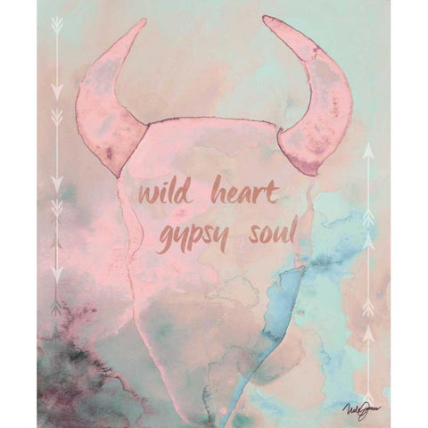 Wild Heart Gypsy Soul Black Modern Wood Framed Art Print with Double Matting by Papa, Kat