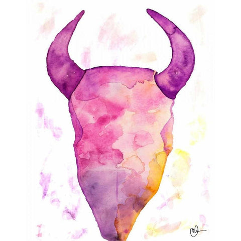 Water Color Skull Black Modern Wood Framed Art Print by Papa, Kat