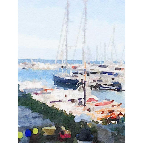 Watercolor Naples White Modern Wood Framed Art Print by James, Nola