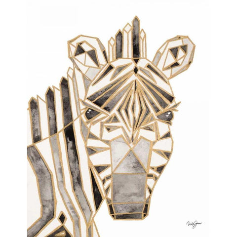 Retro Zebra Black Modern Wood Framed Art Print by James, Nola