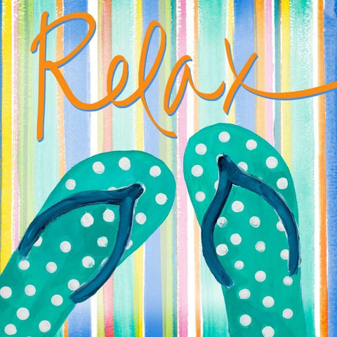 Flip Flop Retreat III Black Ornate Wood Framed Art Print with Double Matting by DeRice, Julie