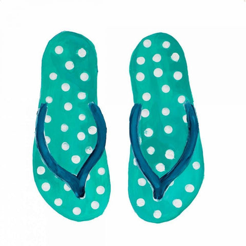 Polka Dot Flip Flops I Black Modern Wood Framed Art Print by DeRice, Julie