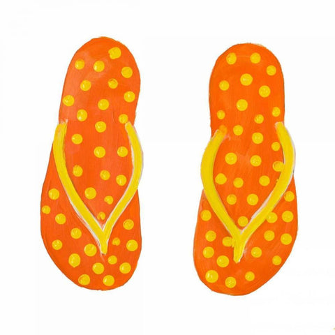 Polka Dot Flip Flops III Gold Ornate Wood Framed Art Print with Double Matting by DeRice, Julie