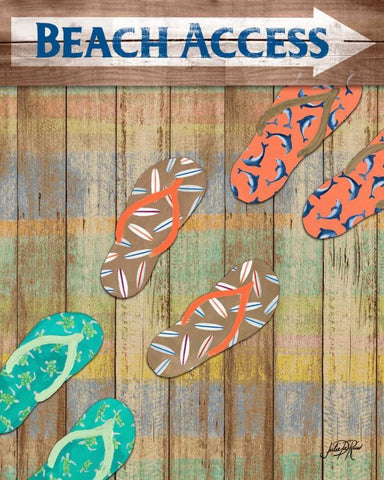 Woody Beach Access Black Ornate Wood Framed Art Print with Double Matting by DeRice, Julie