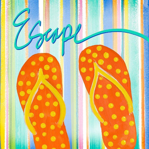 Flip Flop Retreat IV White Modern Wood Framed Art Print with Double Matting by DeRice, Julie
