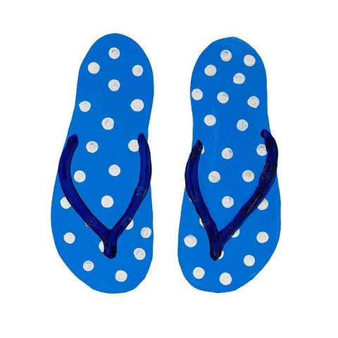 Polka Dot Flip Flops II Black Modern Wood Framed Art Print with Double Matting by DeRice, Julie