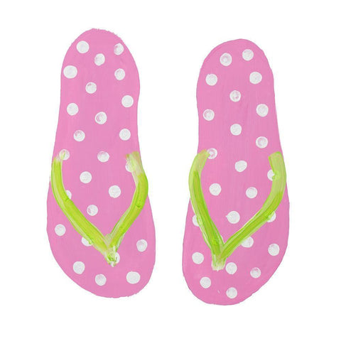 Polka Dot Flip Flops IV Black Modern Wood Framed Art Print with Double Matting by DeRice, Julie