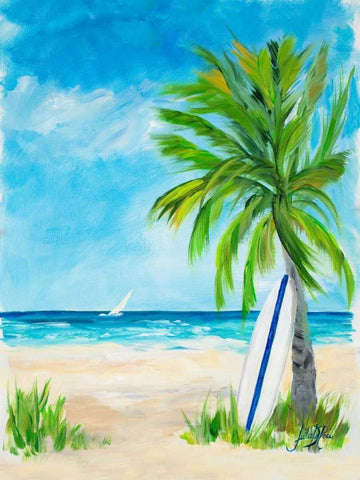 Tropical Surf I White Modern Wood Framed Art Print with Double Matting by DeRice, Julie