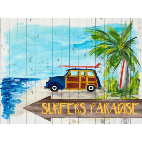 Surfers Paradise White Modern Wood Framed Art Print by DeRice, Julie