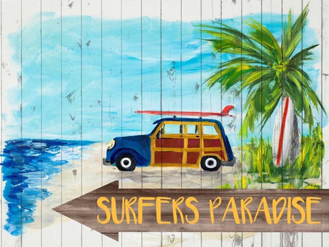 Surfers Paradise White Modern Wood Framed Art Print with Double Matting by DeRice, Julie