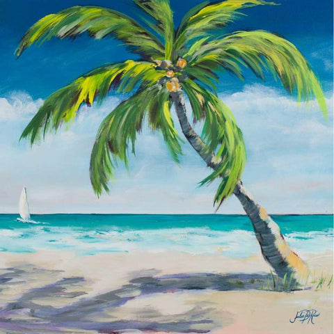 Under the Palms Breeze I Black Modern Wood Framed Art Print by DeRice, Julie