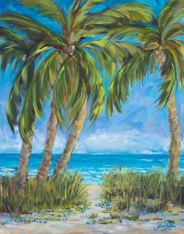Tropical Paradise White Modern Wood Framed Art Print with Double Matting by DeRice, Julie