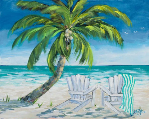 Ocean Breeze II White Modern Wood Framed Art Print with Double Matting by DeRice, Julie