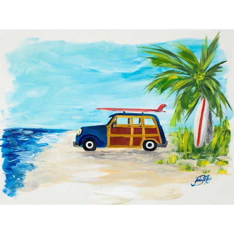 Tropical Vacation I Black Modern Wood Framed Art Print with Double Matting by DeRice, Julie