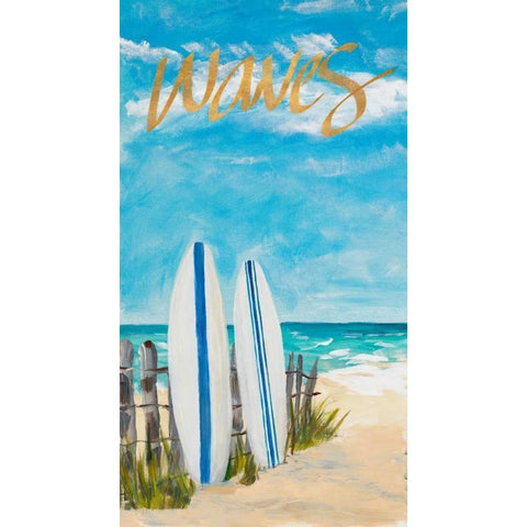 Waves and Surf Black Modern Wood Framed Art Print with Double Matting by DeRice, Julie