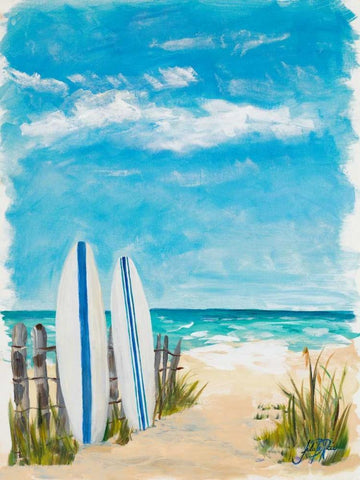 Tropical Surf II Black Ornate Wood Framed Art Print with Double Matting by DeRice, Julie