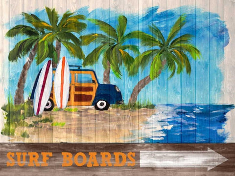 Surf Boards Black Ornate Wood Framed Art Print with Double Matting by DeRice, Julie