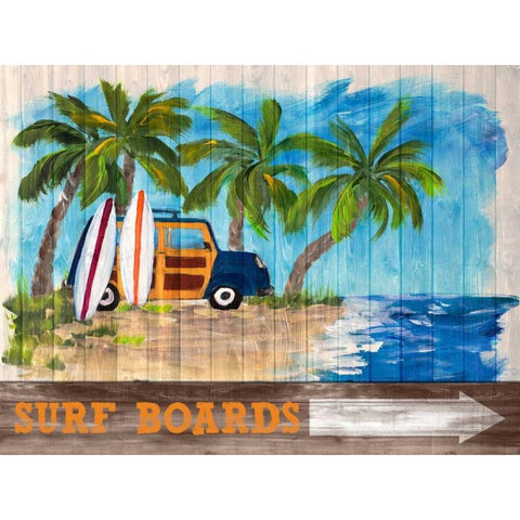 Surf Boards Black Modern Wood Framed Art Print by DeRice, Julie