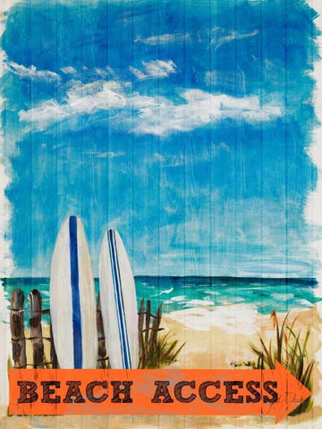 Beach Access White Modern Wood Framed Art Print with Double Matting by DeRice, Julie