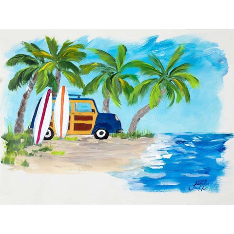 Tropical Vacation II Black Modern Wood Framed Art Print by DeRice, Julie