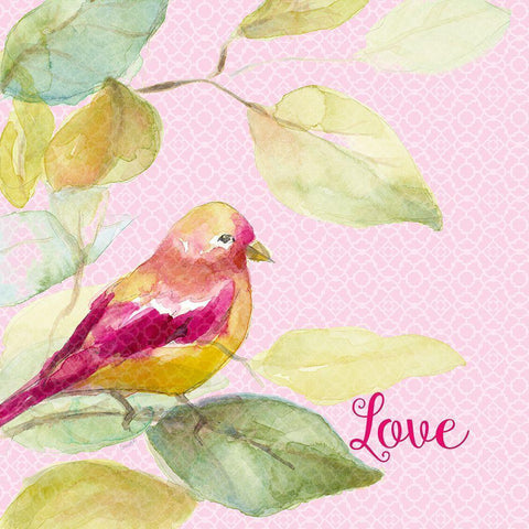 Bird Of Love White Modern Wood Framed Art Print by Loreth, Lanie