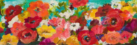 Cheerful Flowers Black Ornate Wood Framed Art Print with Double Matting by Pinto, Patricia