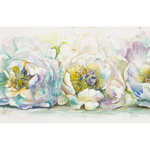 The Three Peonies Gold Ornate Wood Framed Art Print with Double Matting by Pinto, Patricia