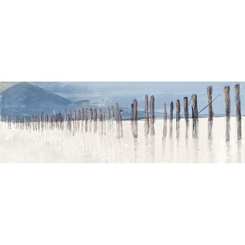 Blue Hidden Pier Panel Gold Ornate Wood Framed Art Print with Double Matting by Pinto, Patricia