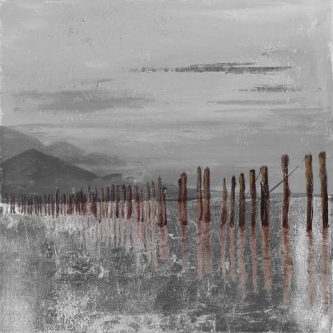 Hidden Pier (dark gray) White Modern Wood Framed Art Print with Double Matting by Pinto, Patricia