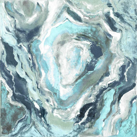 Mystique Blue Gold Ornate Wood Framed Art Print with Double Matting by Loreth, Lanie