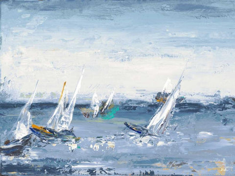 Blue Water Adventure White Modern Wood Framed Art Print with Double Matting by Pinto, Patricia