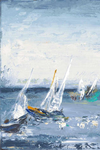 Blue Water Adventure I Black Ornate Wood Framed Art Print with Double Matting by Pinto, Patricia