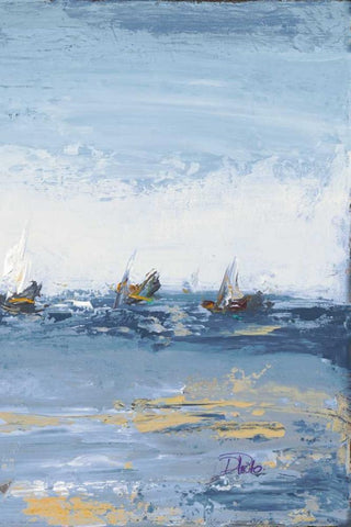 Blue Water Adventure III Black Ornate Wood Framed Art Print with Double Matting by Pinto, Patricia