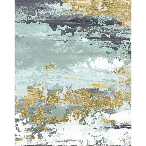 Gold Magic Vertica Abstract I White Modern Wood Framed Art Print by Pinto, Patricia