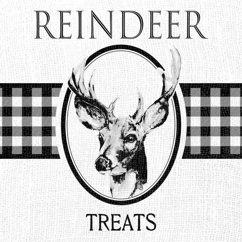 Reindeer Treats White Modern Wood Framed Art Print with Double Matting by Pinto, Patricia