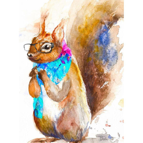 Hipster Squirrel White Modern Wood Framed Art Print by Pinto, Patricia