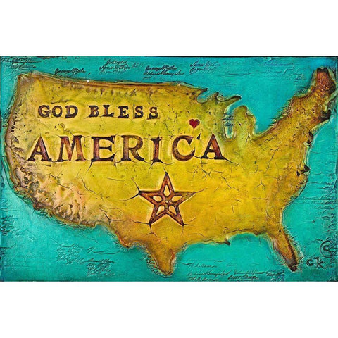God Bless America Black Modern Wood Framed Art Print by Kinnison, Carolyn