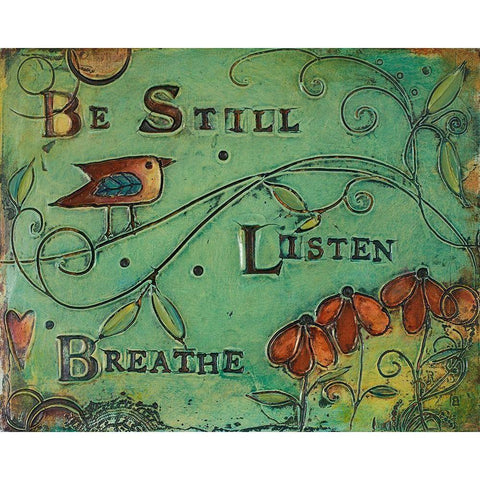 Be Still Bird White Modern Wood Framed Art Print by Kinnison, Carolyn