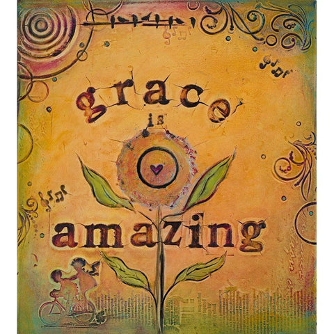 Grace is Amazing Black Modern Wood Framed Art Print by Kinnison, Carolyn