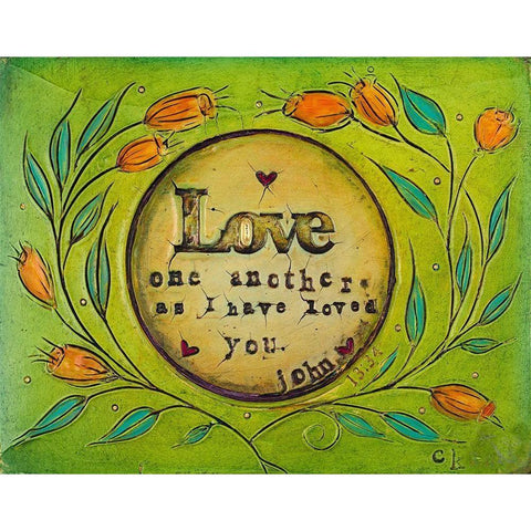 Love one Another Gold Ornate Wood Framed Art Print with Double Matting by Kinnison, Carolyn