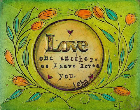 Love one Another Black Ornate Wood Framed Art Print with Double Matting by Kinnison, Carolyn
